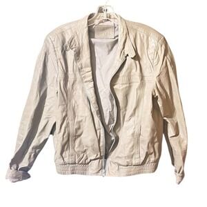 Bertini Leather Bomber Jacket Mens 42 Gray Vintage Full Zip Made in Korea